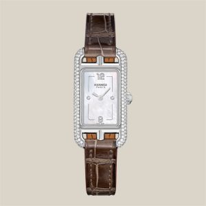 Nantucket watch, Small model, 29 mm, with Diamond in Leather Strap