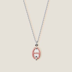 Mini Maillon Pendant, Small Model - Rose Beaute, Palladium-Plated