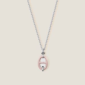 Mini Maillon Pendant, Small Model - Rose Candeur, Palladium-Plated