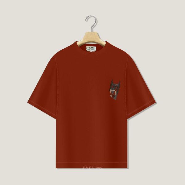 T-Shirt with Leather Detail