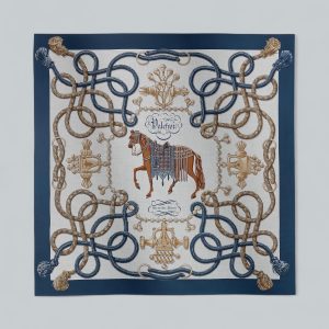 Palefroi shawl 140 - Bleu Marine Clair / Gris Chiné / Bronze