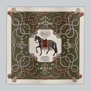 Palefroi shawl 140 - Blanc / Vert Loden / Gris Argent