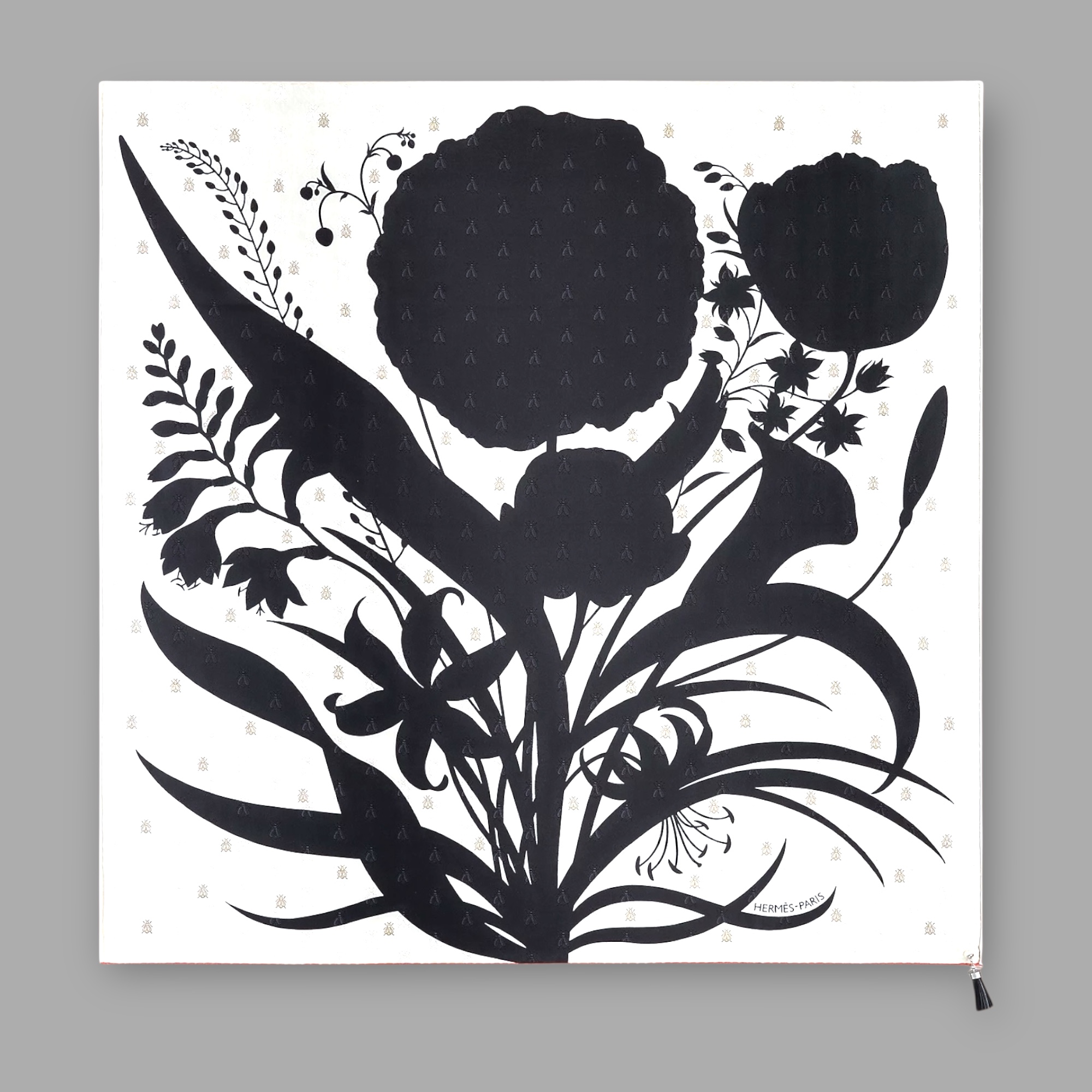 Scarf 90 Bouquet Final Leather Tassel