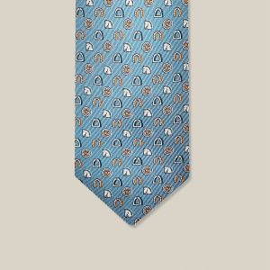 Fer H Cheval Tie - Denim / Orange / Ciel