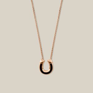 Jockette Necklace, Small Model - Noir, Rose Gold-Plated