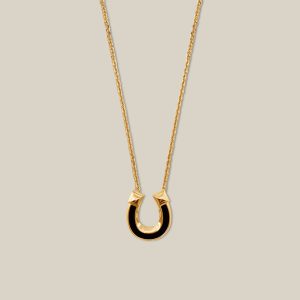Jockette Necklace, Small Model - Noir, Gold-Plated
