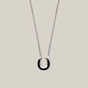 Jockette Necklace, Small Model - Noir, Palladium-Plated
