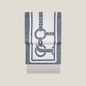 Petite Casaque Coaching Scarf - Ivoire / Gris Flanelle
