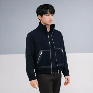 Vest with Leather Detail - Marine, M