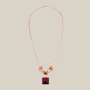 Disco Faubourg Necklace - Bordeaux, Rose Gold-Plated