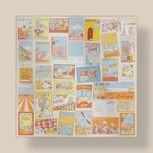 Scarf 90 On Est Bien Ici ! - Orange / Bleu Ciel / Crème
