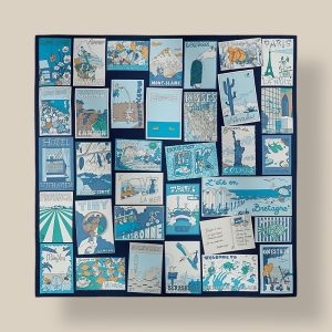 Scarf 90 On Est Bien Ici ! - Bleu Marine / Turquoise / Blanc