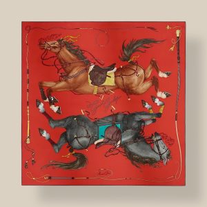 Scarf 90 Grand Galop - Rouge / Cuir / Sépia