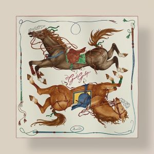 Scarf 90 Grand Galop - Crème / Cuir / Vert