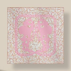 Scarf 90 Brides De Gala Au Fil De Soie - Blanc / Rose / Caramel