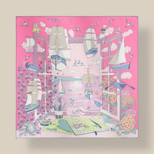 Scarf 90 L'Esprit s'Envole - Rose Bonbon / Parme / Bleu Jean