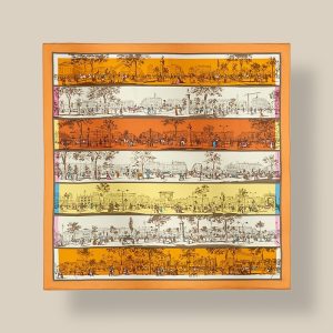 Scarf 70 A l'Ombre des Boulevards - Abricot / Bouton d'or / Blanc