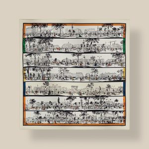 Scarf 70 A l'Ombre des Boulevards - Crème / Noir / Vert