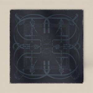 Scarf 80 Grand Manege Fringed - Bleu Marine / Bleu Moyen / Noir
