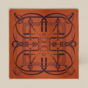 Scarf 80 Grand Manege Fringed - Abricot Cuit / Prunoir