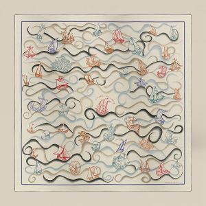 Shawl 140 L'Appel Du Large - Naturel / Noir / Bleu