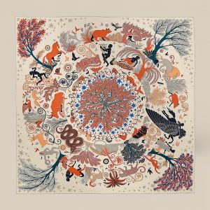Shawl 140 Sous Le Charme d'Orphee - Naturel / Terracotta / Marine