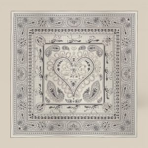 Shawl 140 Cheval De Coeur Bandana - Blanc / Noir
