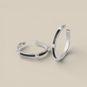 Athena Earrings, Large Model - Noir, Palladium-Plated