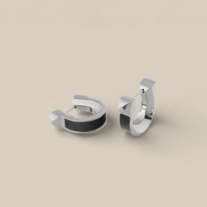 Jockette Earrings, Small Model - Noir, Palladium-Plated