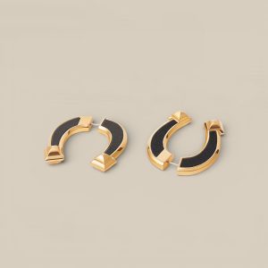 Jockette Earrings, Large Model - Noir, Yellow Gold-Plated