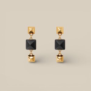 Disco Faubourg Earrings - Noir, Yellow Gold-Plated