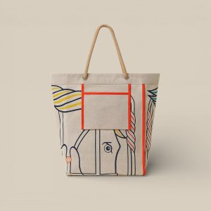 Quadrige Beach Bag - Bleu / Jaune / Rose