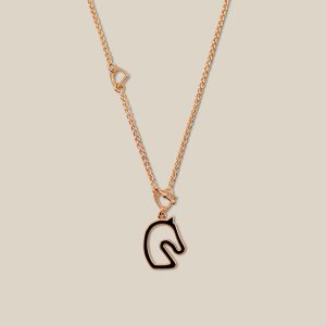 Tonnerre Necklace, Small Model - Noir, Rose Gold-Plated