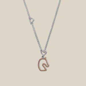 Tonnerre Necklace, Small Model - Marron Glace, Palladium-Plated