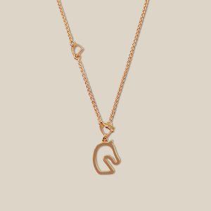 Tonnerre Necklace, Small Model - Marron Glace, Rose Gold-Plated