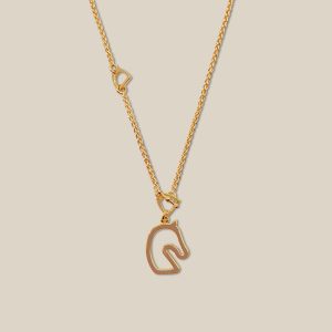 Tonnerre Necklace, Small Model - Marron Glace, Yellow Gold-Plated