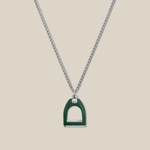 Etrier Vulcanium necklace - Vert Fonce, Palladium-Plated