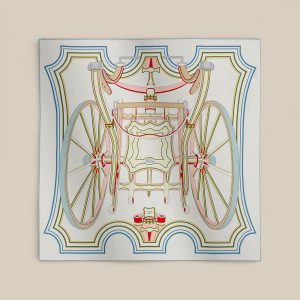 Scarf 70 Les Roues De Phaeton - Blanc / Bleu / Rose Poudre