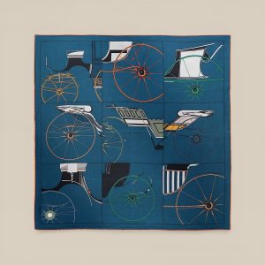 Scarf 70 A Toute Berline! Leather Eyelet - Marine / Corail / Vert Sauge