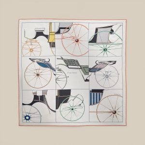 Scarf 70 A Toute Berline! Leather Eyelet - Argent / Corail / Jaune