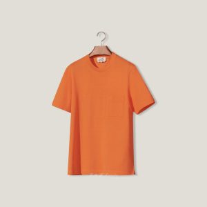 H Embroidered T-shirt - Orange Hermès, S