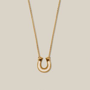 Jockette Necklace, Small Model - Craie, Yellow Gold-Plated