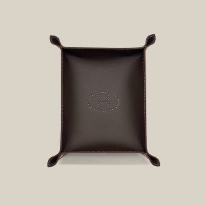 Mises Et Relances Desk Mail Tray - Ebène / Fauve, Taurillon Clemence