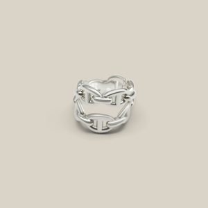 Chaine d’Ancre Enchainee Ring, Double Row - 46, Silver 925/1000