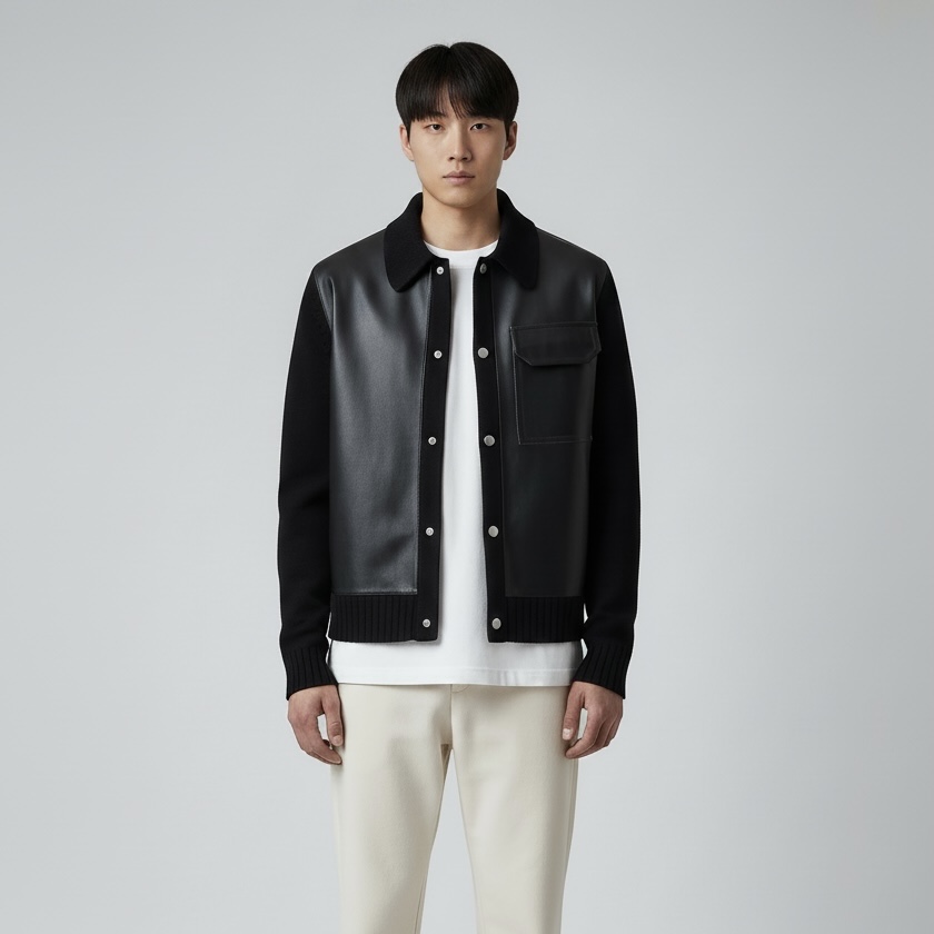 "Devant Cuir" Buttoned Jacket