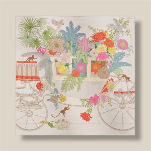 Scarf 90 La Nature en Voyage - Blanc / Vert / Rose