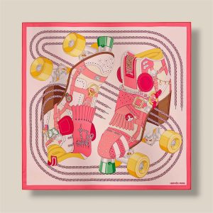 Scarf 90 Derby 2000 - Rose Nacre / Jaune Vif / Rose Bonbon