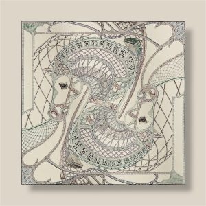 Scarf 90 Chevaux d'Hephaistos - Crème / Vert / Marron Glacé