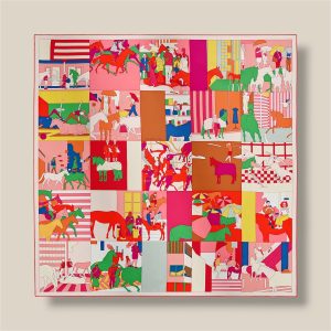 Scarf 90 Mon Cheval et Moi - Rose / Jaune Vif / Multicolore