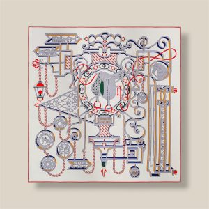 Scarf 70 L'Enseigne du Sellier - Blanc / Rouge / Gris